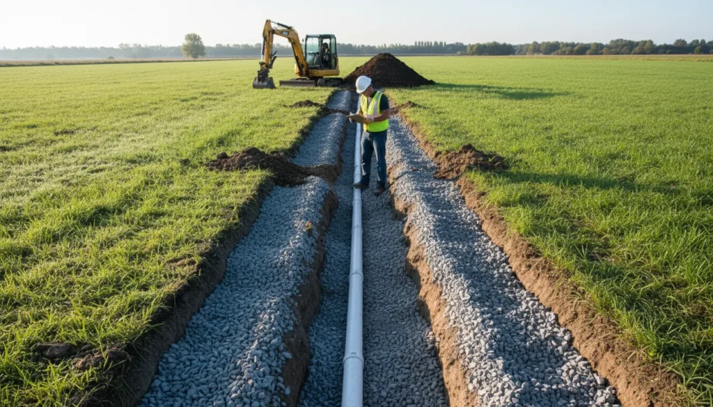 drain field installation wide